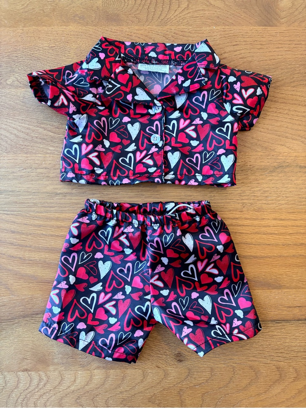 Build A Bear Heart Print Two-Piece Pajama Set Valentines Day Cute